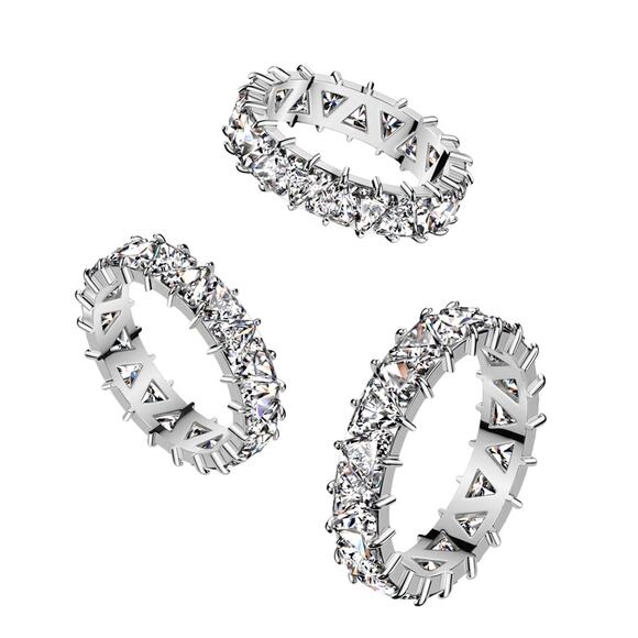 Copied - Triangle CZ Eternity Stainless Steel Ring 4.7mm width size 7 - Picture 1 of 3